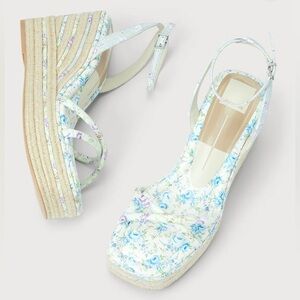 Dolce Vita , Elvia Purple Floral Ankle Strap Platform Espadrille Wedges